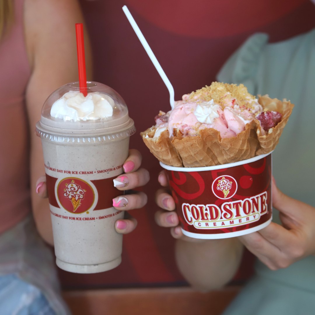 shot of cold stone creamery ice cream shop franchise products